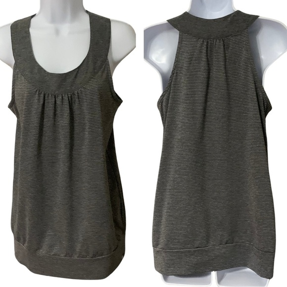 Eddie Bauer Tops - Eddie Bauer size small Gray & white pinstripe babydoll sleeveless tunic tank top
